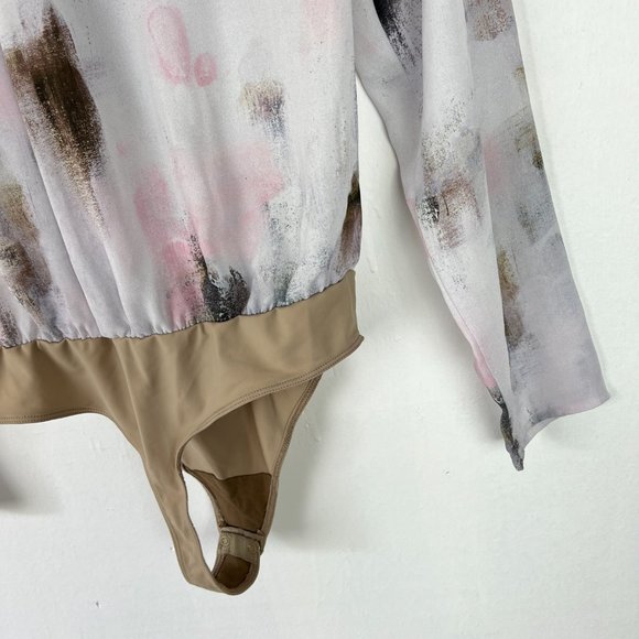 Aritzia Babaton Ambrose Bodysuit Frost Pink Dream Wrap-front Size Small S I1396 - Picture 14 of 14